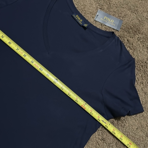NWT Ralph Lauren Polo Short Sleeve T-Cotton Sz m-Navy-Notched Side Hem-V Neck - Picture 12 of 16